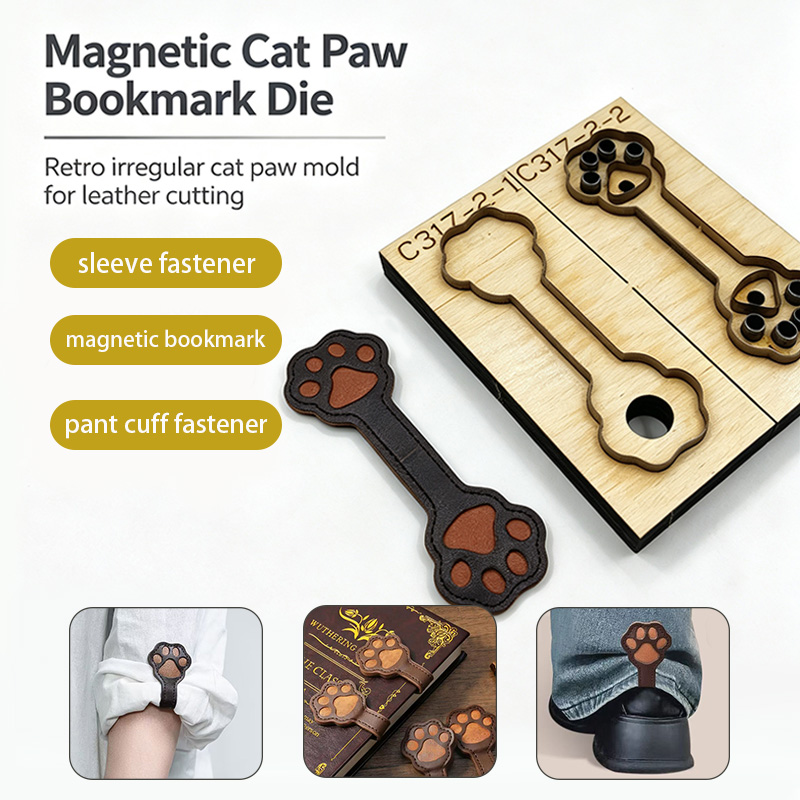 Bookmark Magnetic Clip - C317 Kedi Pençesi Deri Kesim Kalıbı
